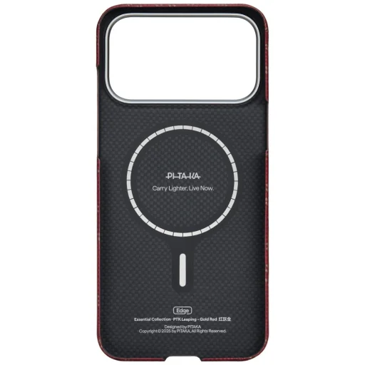 iPhone 17 Pro Max PITAKA Ultra-tenké Monogram MagSafe puzdro zlaté červené - 2