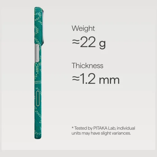 Puzdro pre iPhone 17 Pro PITAKA Ultra-Slim Monogram MagSafe zlaté zelené - 4