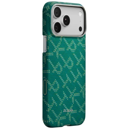 Puzdro pre iPhone 17 Pro PITAKA Ultra-Slim Monogram MagSafe zlaté zelené - 1