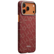Puzdro na iPhone 17 Pro PITAKA Ultra-Slim Monogram MagSafe, zlato-červené