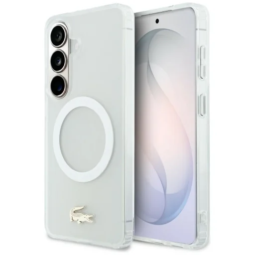 Samsung Galaxy S26 Nárazuvzdorné Matné Zlaté Logo MagSafe Puzdro – biele - 1