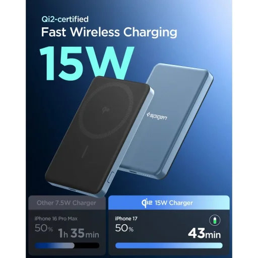 Spigen EA2205MQ Essential MagSafe Power Bank 5000mAh 22.5W Qi2 Tyrkysová - 4