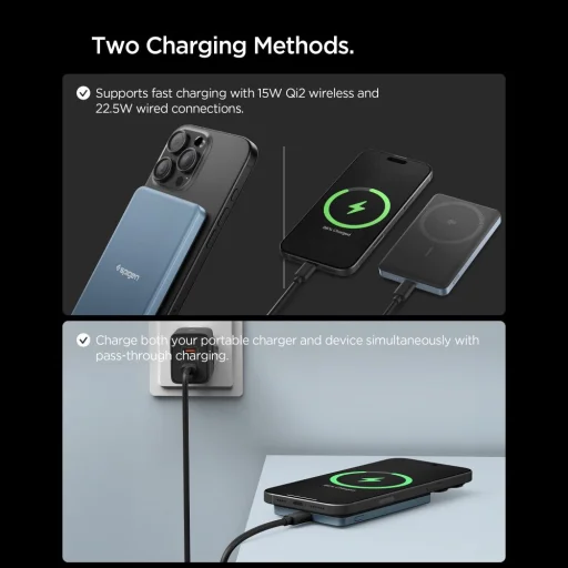 Spigen EA2205MQ Essential MagSafe Power Bank 5000mAh 22.5W Qi2 Tyrkysová - 8