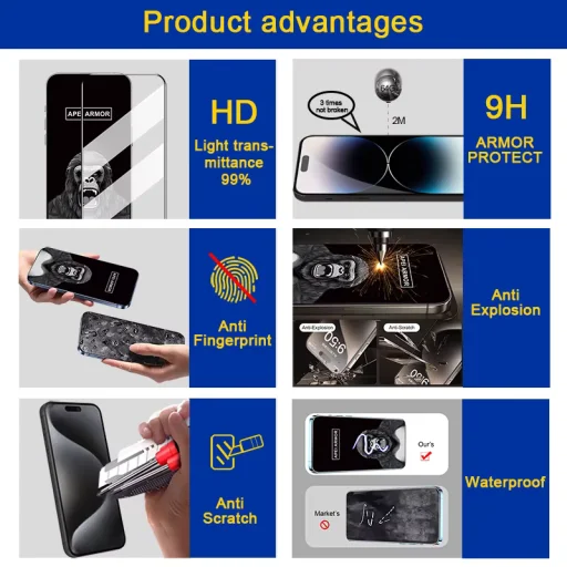 iPhone 17 Pro Max ochranné sklo Premium Apei Armor HD - 3