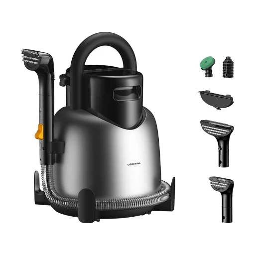 Deerma - Parný tepovač textilu (BY700 S) - 1700W, 100°C para, 13kPa sací výkon, 5 v 1 kefy - Čierna - 1