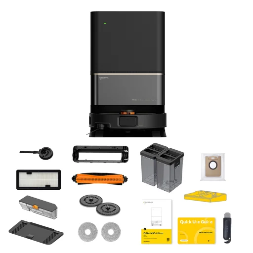 Deerma - Robotický vysávač a mop (X90 Ultra) - 28 000 Pa, 360° LiDAR Navigácia, Automatická čistiaca stanica, Hlasové ovládanie - Čierna - 7