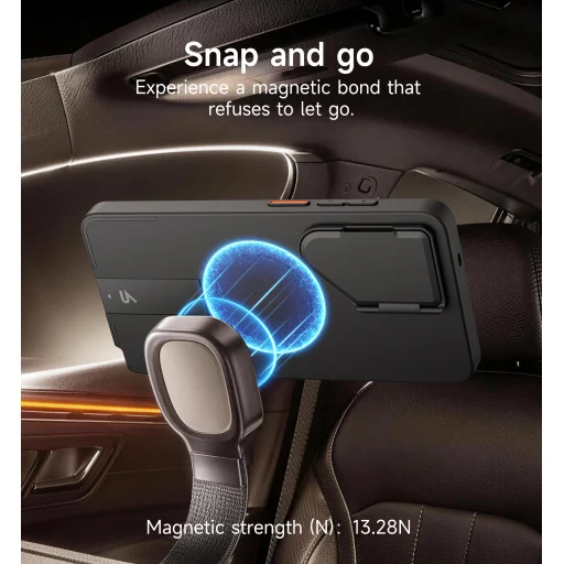 Samsung Galaxy S26 ULTRA SURITCH Magsafe puzdro s vyklápacím stojanom, čierne nárazuvzdorné - 2