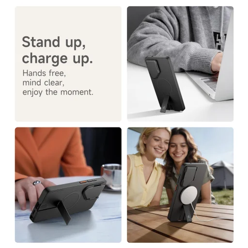 Samsung Galaxy S26 ULTRA SURITCH Magsafe puzdro s vyklápacím stojanom, čierne nárazuvzdorné - 5