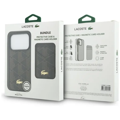 iPhone 17 Pro Lacoste PVC Blend set krytu a peňaženky hnedý kryt - 10