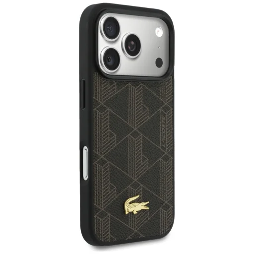 iPhone 17 Pro Max Lacoste PVC Blend kryt + set s peňaženkou, hnedý kryt - 3