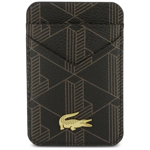 iPhone 17 Pro Max Lacoste PVC Blend kryt + set s peňaženkou, hnedý kryt - 7