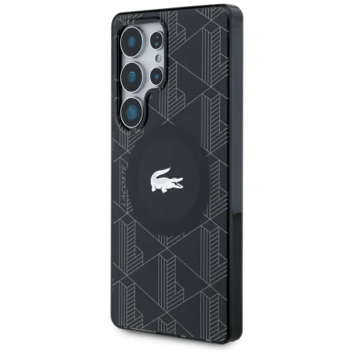 Samsung Galaxy S25 Ultra Lacoste Monogram ezüst krokodil logóval MagSafe tok fekete - 2