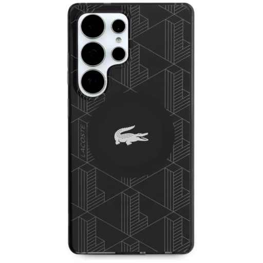 Samsung Galaxy S25 Ultra Lacoste Monogram ezüst krokodil logóval MagSafe tok fekete - 3
