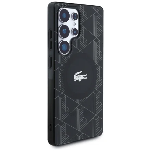 Samsung Galaxy S25 Ultra Lacoste Monogram ezüst krokodil logóval MagSafe tok fekete - 4
