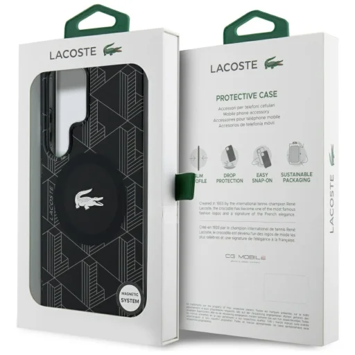 Samsung Galaxy S25 Ultra Lacoste Monogram ezüst krokodil logóval MagSafe tok fekete - 8