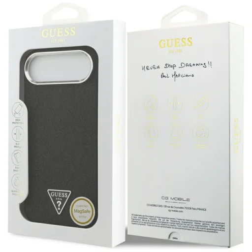 iPhone 17 Air Guess Glitter Triangle Logo MagSafe čierne puzdro - 8