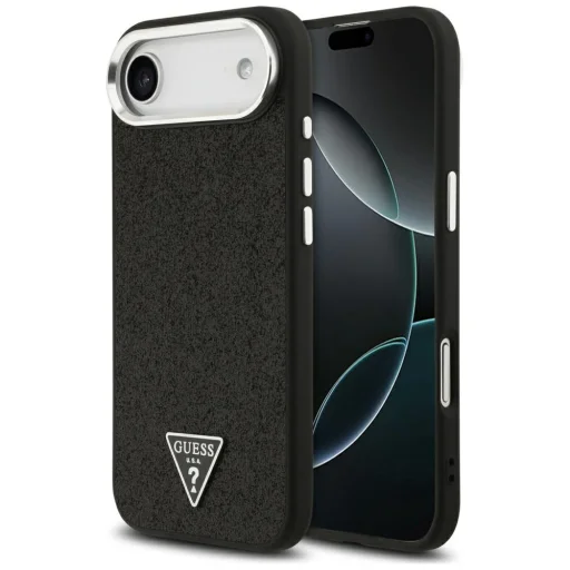 iPhone 17 Air Guess Glitter Triangle Logo MagSafe čierne puzdro - 1