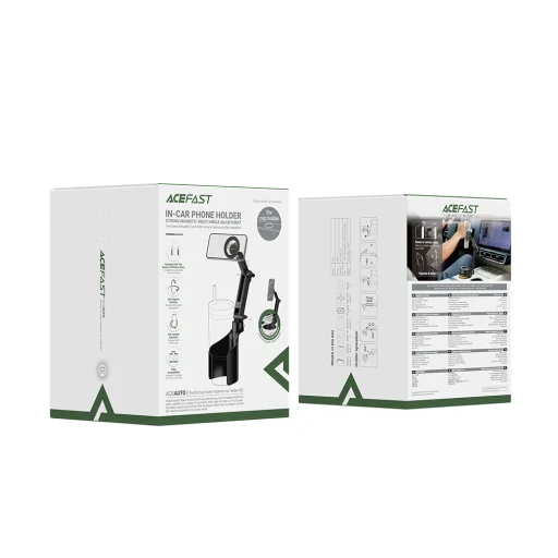 Acefast - Držiak do auta (D62) - Magnetický, s 2 základňami, s magnetmi N52, Nastaviteľnosť vo viacerých uhloch, Protišmykový silikón, Univerzálny - Čierny. - 7