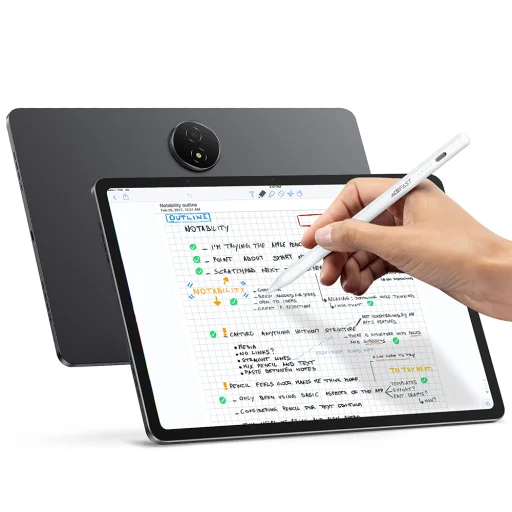 Acefast - Dotykové pero (V1) - Univerzálne, Aktívne, Kapacitné, So zabudovaným magnetom, Automatické vypnutie, LED, 130mAh, Type-C - Biele - 2