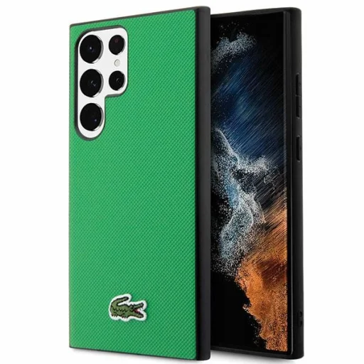 Samsung Galaxy S23 Ultra zöld tok Lacoste Iconic Petit Pique mintával - 1