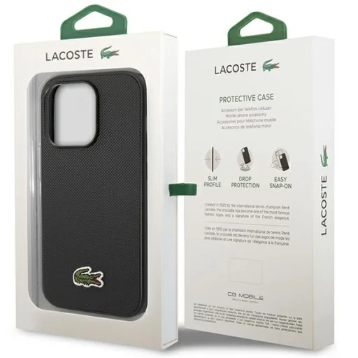 iPhone 14 Pro Max Lacoste LCHMP14XPVCK fekete tok ikonikus Petit Pique mintával és MagSa - 8