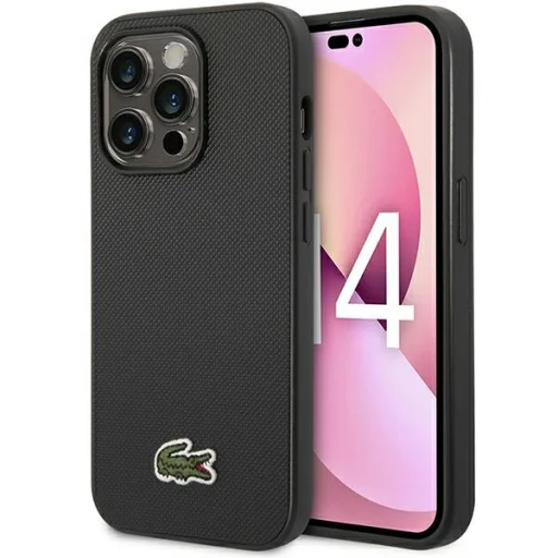iPhone 14 Pro Max Lacoste LCHMP14XPVCK fekete tok ikonikus Petit Pique mintával és MagSa - 1