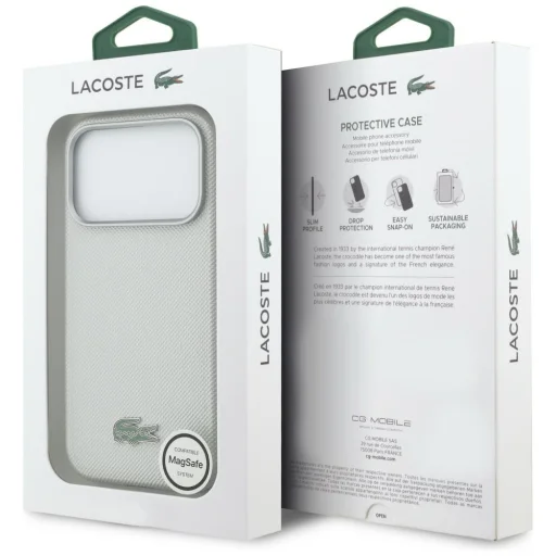 iPhone 17 Pro Lacoste Semi Wrap Petit Pique MagSafe kryt svetlosivý - 8