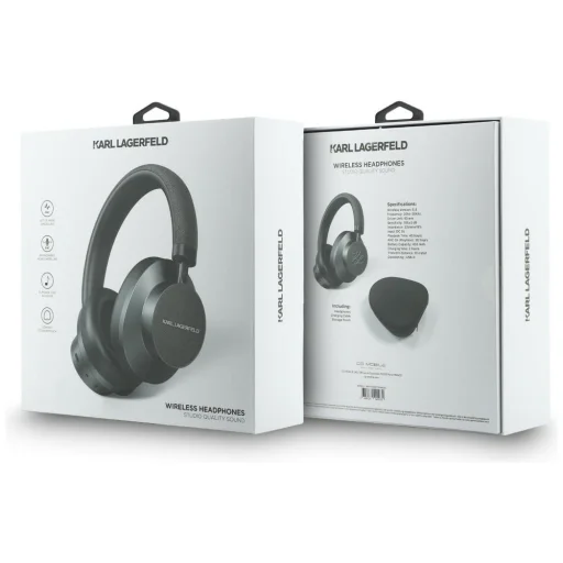 Slúchadlá cez uši Karl Lagerfeld Saffiano podlhovasté Bluetooth ANC sivé - 6
