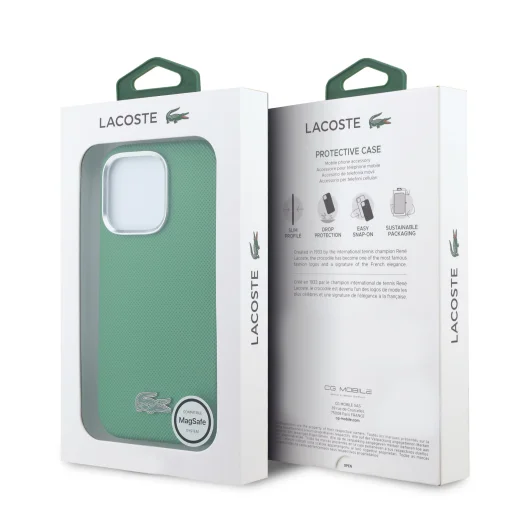 Lacoste PVC Iconic Petit Pique Metal Logo MagSafe kryt pre iPhone 16 Pro Max estragónovo zelený - 7