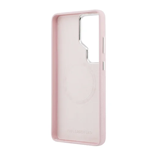 Karl Lagerfeld Grained PU Leather K&CH Heads Mágneses tok Samsung Galaxy S26 Ultra Pink - 6