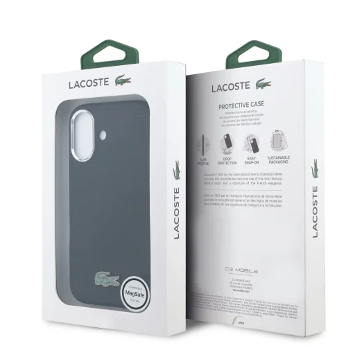 Lacoste PVC Iconic Petit Pique Metal Logo MagSafe puzdro pre iPhone 16 Čierne puzdro - 7