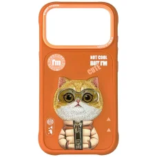 iPhone 17 Pro Max Nimmy Cool&Cute 2.0 Cat puzdro oranžové