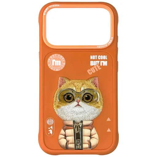 iPhone 17 Pro Max Nimmy Cool&Cute 2.0 Cat puzdro oranžové - 1