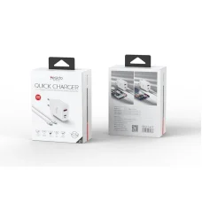 YESIDO YC52 PD 30W QC USB-A/C/LIGHTNING sieťová nabíjačka + TYPE-C/LIGHTNING kábel 27W 1M biela