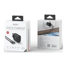 YESIDO SIEŤOVÁ NABÍJAČKA YC54 PD 20W QC 2xUSB-C + TYPE-C/LIGHTNING KÁBEL 27W 1M ČIERNA