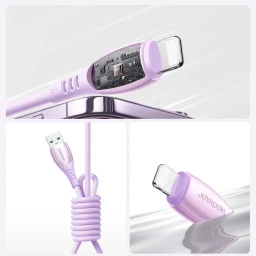 Joyroom S-A59 Vibrant Series 3A USB-A - Lightning kábel 1.2m - fialový - 12