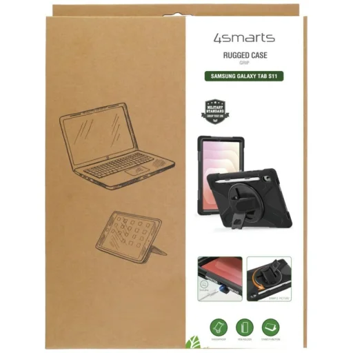 Samsung Galaxy Tab S11 odolné puzdro s rúčkou 4smarts Rugged Case Grip čierne - 8