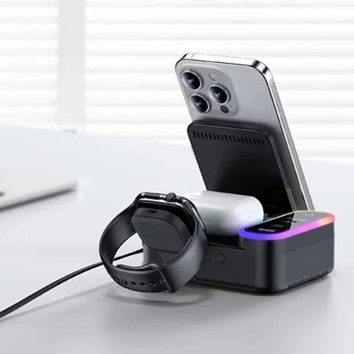 Yesido - Bezdrôtová nabíjacia stanica (DS38) - 8 v 1, MagSafe, Rýchle nabíjanie, Qi2, pre iPhone, AirPods, Apple Watch, 65W - Čierna - 3