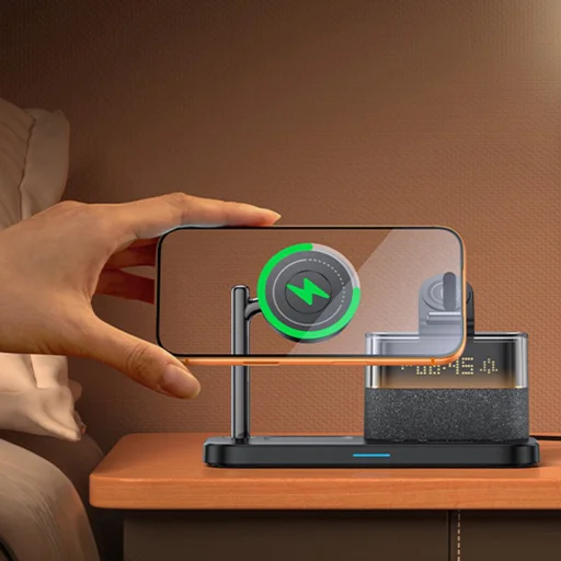 Yesido - Bezdrôtová nabíjacia stanica (DS37) - Rýchle nabíjanie, iPhone, AirPods, Apple Watch, jemné nočné svetlo, 25W - Čierna - 5