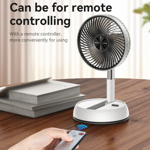 Yesido - Prémiový ventilátor (YF11) - Výškovo nastaviteľný, skladací, prenosný, s 3 nastaveniami rýchlosti, s diaľkovým ovládaním, 6000mAh - biely - 4