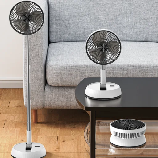 Yesido - Prémiový ventilátor (YF11) - Výškovo nastaviteľný, skladací, prenosný, s 3 nastaveniami rýchlosti, s diaľkovým ovládaním, 6000mAh - biely - 6