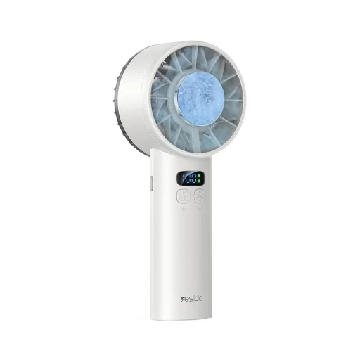 Yesido - Ručný ventilátor (YF18) - s LCD displejom, 12W bezkefový motor, 5500 ot./min, 100 rýchlostí, 3600 mAh, Type-C - čierny - 1
