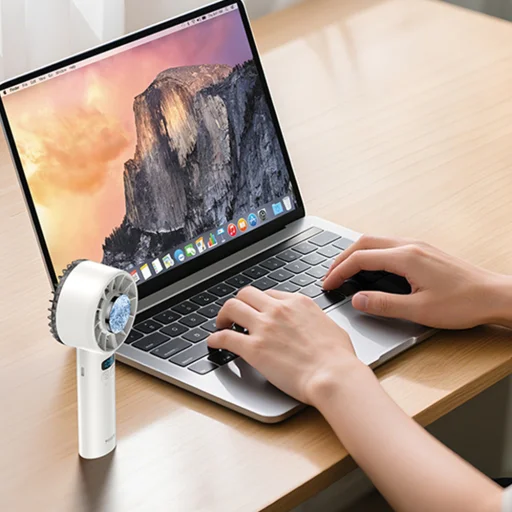 Yesido - Ručný ventilátor (YF18) - s LCD displejom, 12W bezkefový motor, 5500 ot./min, 100 rýchlostí, 3600 mAh, Type-C - čierny - 3