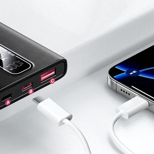 Yesido - Power Bank (YP92) - Magnetické bezdrôtové rýchlonabíjanie, USB, Type-C, digitálny displej, štýlový, 10000mAh, 22.5W - sivá - 4