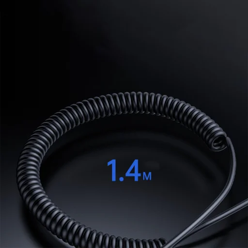 Yesido - Audio kábel (YAU82) - Bluetooth adaptér do auta, z USB na Jack 3,5 mm, špirálový dizajn, nylonové opletenie, 1,4 m - čierny - 6