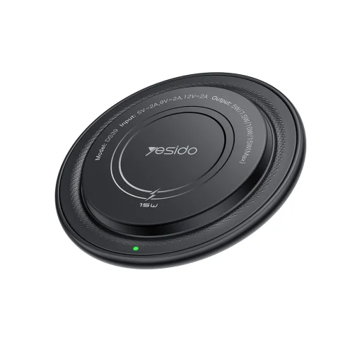 Yesido - Bezdrôtová nabíjačka (DS39) - Type-C, LED indikátor, 15W - Čierna - 1