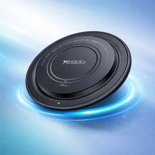 Yesido - Bezdrôtová nabíjačka (DS39) - Type-C, LED indikátor, 15W - Čierna - 2