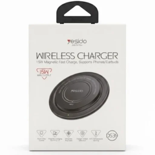 Yesido - Bezdrôtová nabíjačka (DS39) - Type-C, LED indikátor, 15W - Čierna - 5