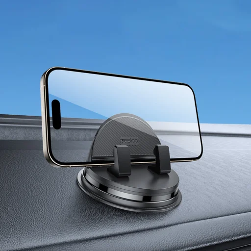 Yesido - Držiak do auta (C268) - Na palubnú dosku, s 360° základňou, automatické upínanie, pre 4 – 8 palcové telefóny, vodotesný, protišmykový - čierny - 2