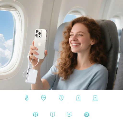 Joyroom JR-PBF27 Pro 10000mAh 30W Powerbank s integrovaným káblom USB-C a ďalším obojsmerným káblom USB-C - Lightning - biela - 10